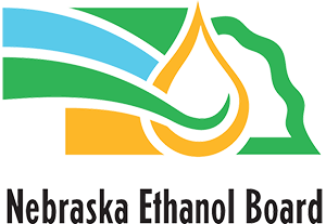 Nebraska Ethanol Board logo with a yellow drop and green, blue, and yellow waves.