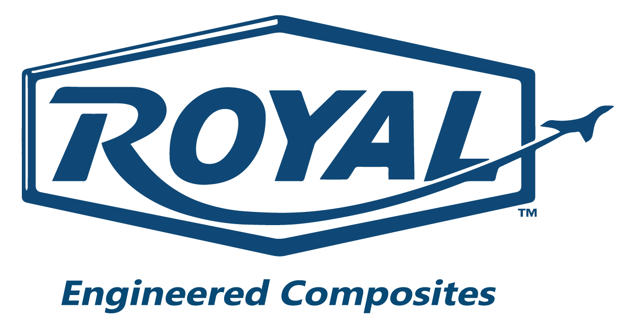Royal Engineered Composites logo featuring a stylized airplane swoosh.