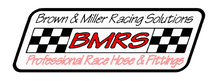 BMRS logo with checkered design, red text, and company description: Professional Race Hose &amp; Fittings.