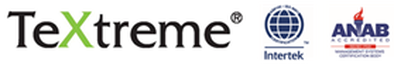 TeXtreme logo alongside Intertek globe logo and ANAB accreditation logo.