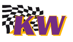 KW logo in purple and yellow with a black checkered pattern behind.