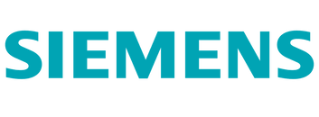Siemens logo in turquoise uppercase letters.